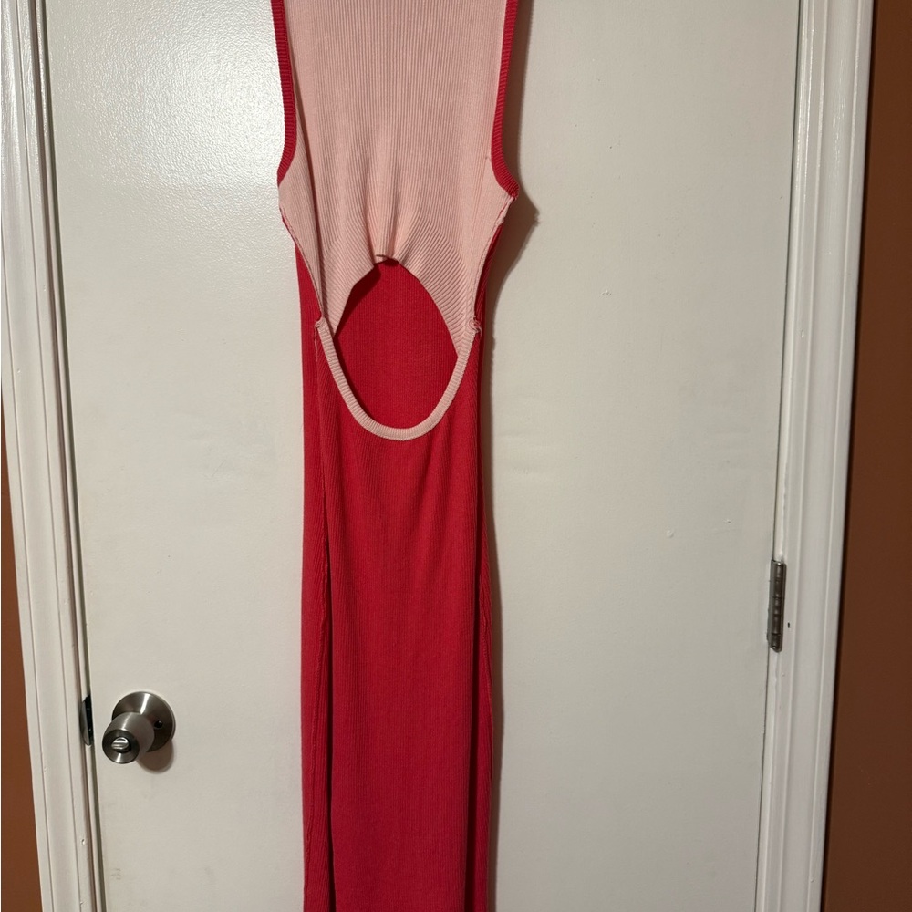 coral pink and light pink Sleeveless Maxi Dress